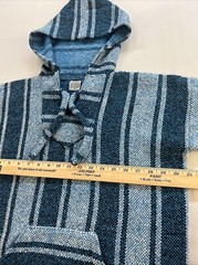 Mexican Baja Hoodie Drug Rug Blue/White/Black, Size Small, Pockets Men’s/Women’s