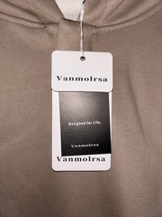 Vanmolrsa Men’s Pullover Hoodie Beige Size XL Long Sleeve Fleece Logo