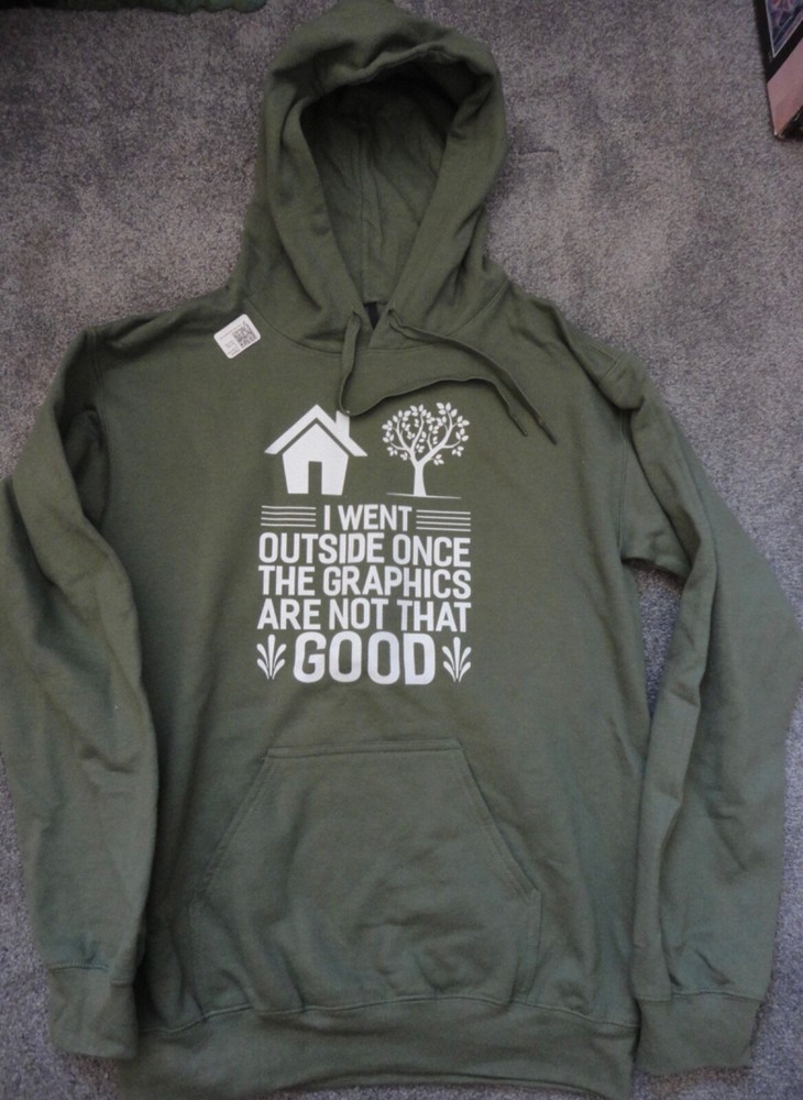 I WENT OUTSIDE ONCE THE GRAPHICS ARE NOT THAT GOOD Sage Hoodie Adult S New