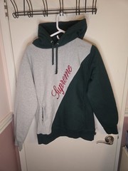 Supreme 2012 Split Pullover Hoodie Size Medium Green Gray Skater Streetwear