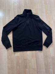 Michael Kors Men’s Black 1/4 Zip Pullover Sweatshirt Logo Sleeve Size M Basic