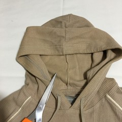 Nike Hoodie Sweatshirt Mens Large Tan Center Swoosh Ribbed Knit Pullover Y2K