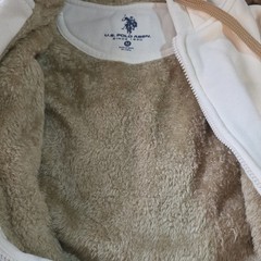 U.S. Polo Assn. Men’s White Beige Full Zip Hooded Lined Hoodie Pockets M