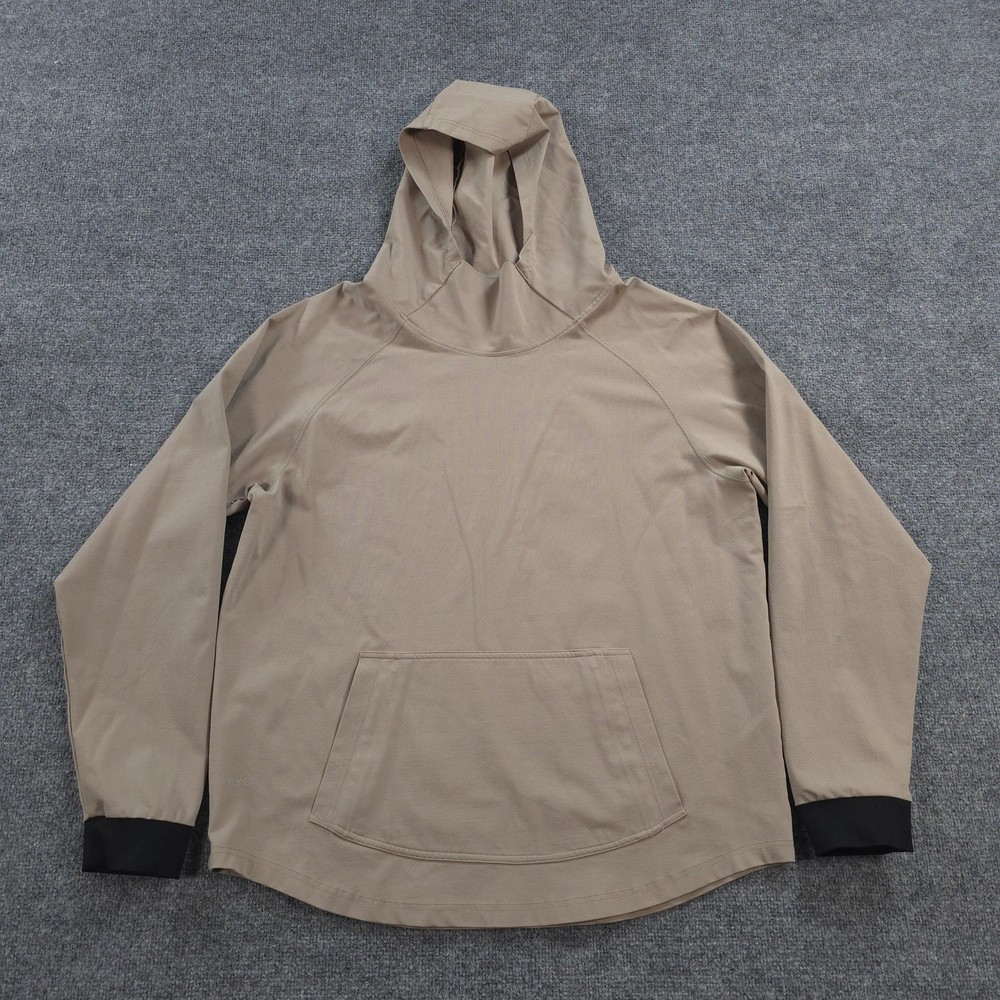 BYLT Hoodie Mens 2XL Beige Premium Drop Cut Pullover Stretch Gym Run Workout