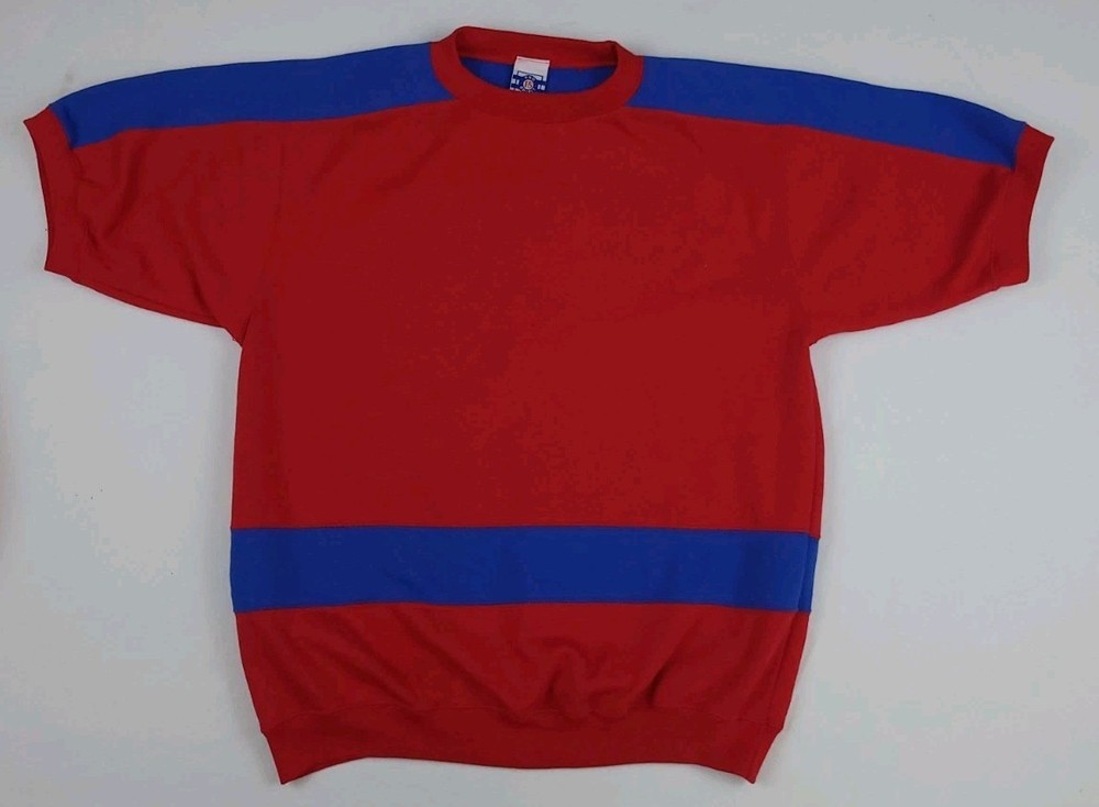 Vintage 90s Pro Spirit Colorblock Stripe Short Sleeve Sweatshirt Sport Athletic