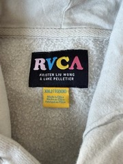 RVCA Beige Graphic Print Pullover Fleece Hooded Hoodie Pockets Men’s 2XL