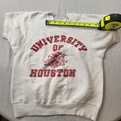 Vintage University Of Houston, Thick Red Varsity Letter Sweatshirt Short Sleeve