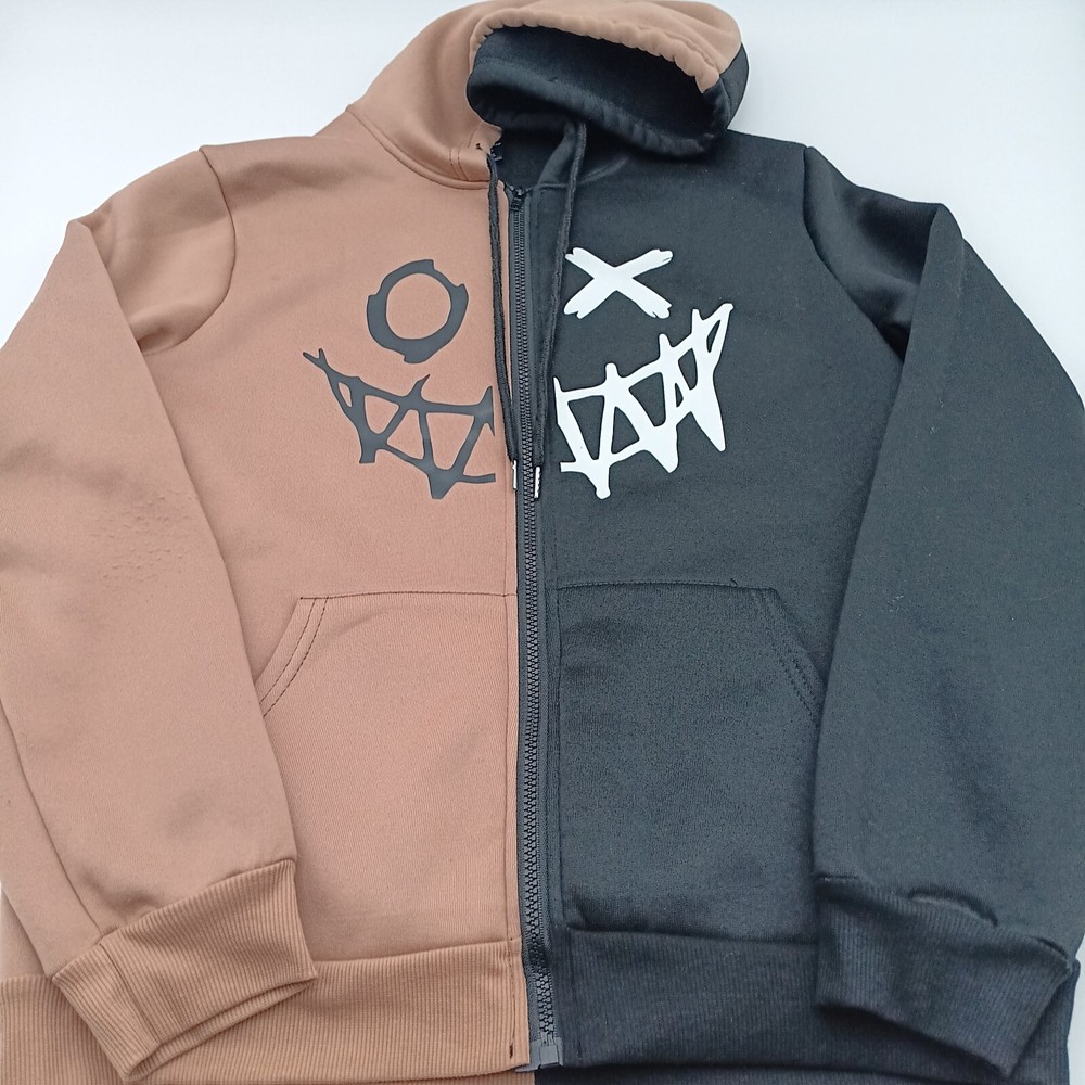 Romwe Hoodie Mens M Multicolor Halloween Smiley Face Full Zip Up