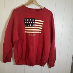 Vintage J.G. Hook USA American Flag Sweatshirt Red Made In USA Size Large