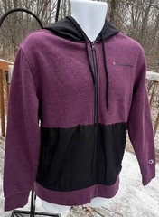 Champion Men’s Sz S Half Zip Fleece Lined Hoodie Sweatshirt Plum Port K-761