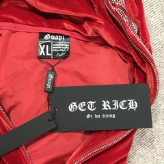 Guapi Hoodie Mens XL Red Velvet Skull Rhinestone Full Zip Limited Edition Jacket