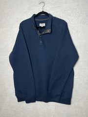 Goodfellow Quilted Pullover Snap Mock Neck Sweatshirt Blue Mens L NWT