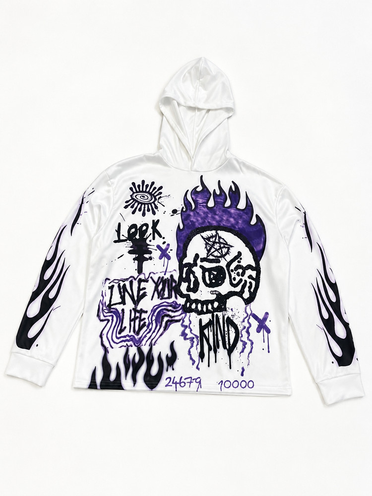 Men’s Grunge Graphic Hoodie Y2K Hooded sweatshirt Size XL, READ DESCRIPTION