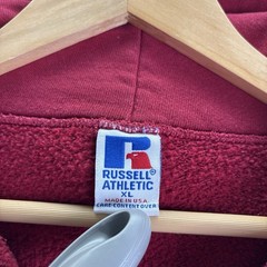 Vintage Russell Athletic full-zip fleece hoodie brick red colorway size XL
