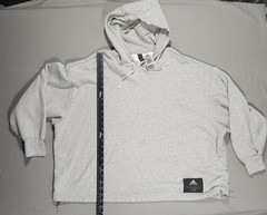 adidas Men’s Gray Solid Pullover Hoodie M Cotton Logo Drawstring