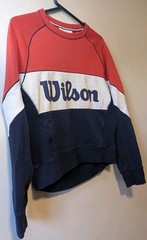Wilson Color-Block Crewneck Sweatshirt Red/White/Navy – Med – Vintage Style