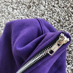 No Owners Full Hood Zip Up Hoodie Adult Size S Spider Cross Print Purple Cotton