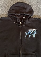 Blue Money Bandit Hoodie Black Zip Front Back Logo Patch Streetwear Mens Medium