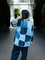 Denim Patchwork Pullover – Handmade, Long Sleeve, Perfect for Spring and Summer