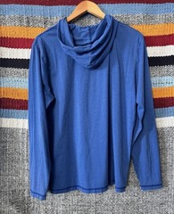 PUMA Solid Pullover Hoodie Blue Knit Cotton Polyester Men’s L Long Sleeve