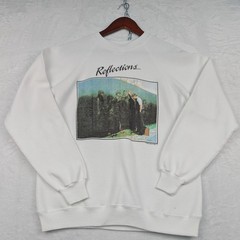 VTG Hanes Sweatshirt Men’s L White Vietnam Veterans Memorial Reflections Art 90s