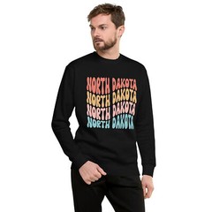 Retro North Dakota Unisex Premium Sweatshirt S,M,L,XL,2X,3X