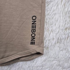One Bone Mens Sleeveless Hoodie Tan French Terry Curved Hem Size 4 Athleisure