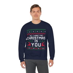 Christmas Sweatshirt Holiday Apparel Pullover, Embroidered Detail (Cotton-Poly