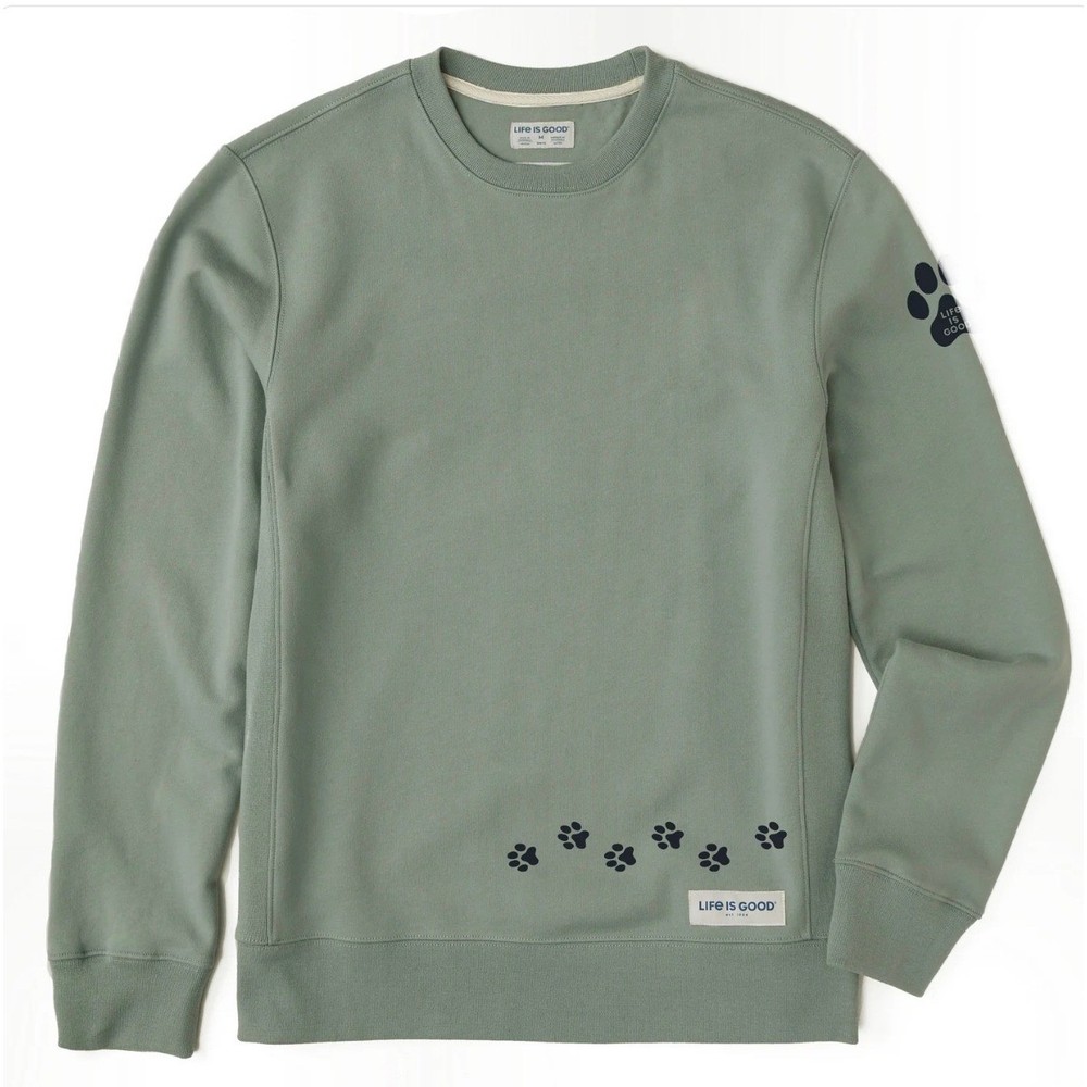 Life is Good Sweatshirt XL Sage Green Simply True Walking Paws Crewneck NEW