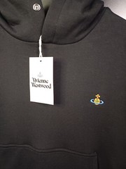 VIVIENNE WESTWOOD ORB-EMBROIDERED RIB-TRIMMED HOODIE-BLACK.