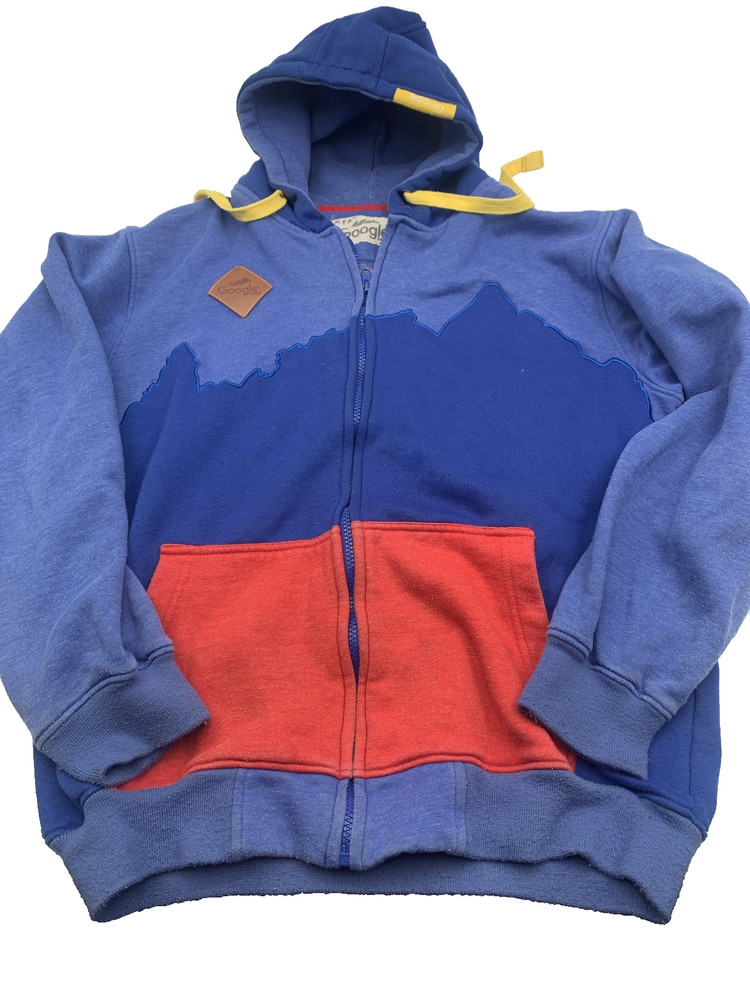 Google Mens Hoodie Sz 2XL Vintage Leather Patch Boulder Colorado Rocky Mountains