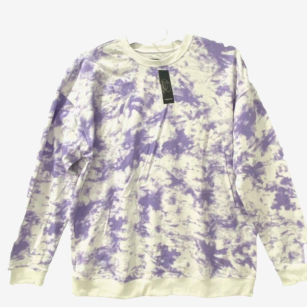 Original Use Sweatshirt Men’s Medium Purple White Tie Dye Crew Neck Long Sleeve