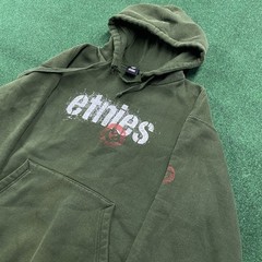 Vintage Etnies Hoodie Mens L Green Y2K Skater Skate Baggy Grunge Punk Sweatshirt