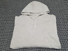 Todd Snyder Light Heather Gray Pullover Henley Hoodie Lightweight Sweatshirt LG