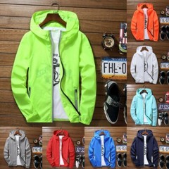 Men Waterproof Wind Breaker Zipper Hoodie Light Jacket Outwear Gym ThinWind Coat