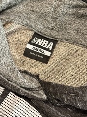 NBA Basketball Logo Black Marled Hooded Sweatshirt Pocket Mens Small