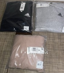 Lot Of 3 Adidas men Essentials Fleece Hoodie Size Small Gray Black Sandstone New