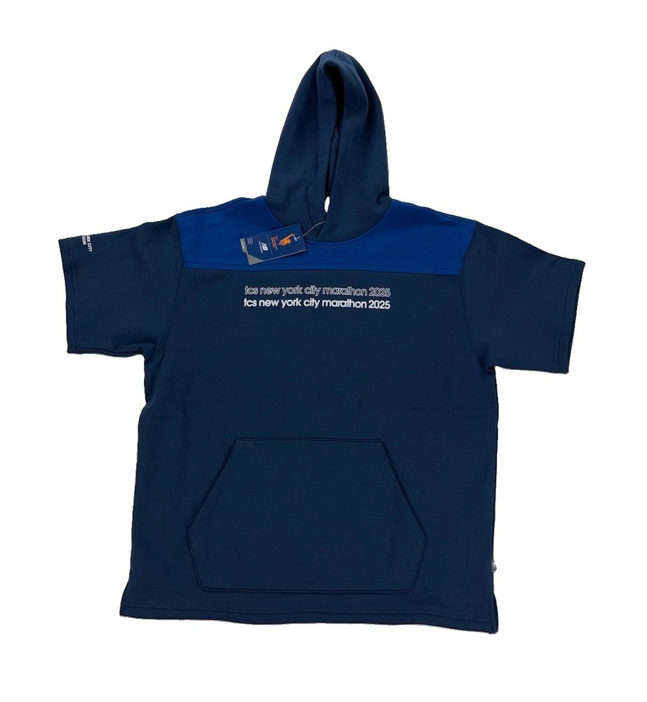 NEW New Balance TCS New York City Marathon 2025 Short Sleeve Hoodie Galaxy Blue