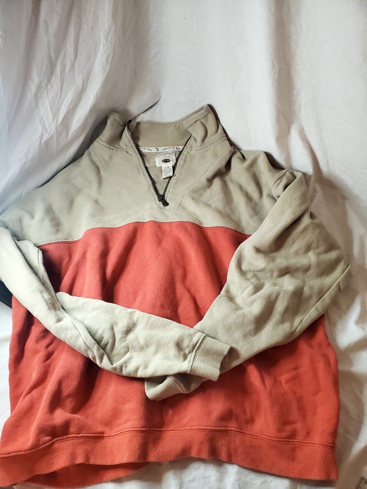 Original Island Sport Quarter Zip Sweatshirt Mens Large Colorblock Pullover Tan
