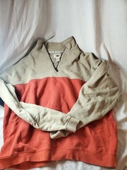 Original Island Sport Quarter Zip Sweatshirt Mens Large Colorblock Pullover Tan