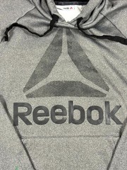 Reebok Hoodie Men Medium Gray Fleece Lined Raglan Sleeve Gym Training Athleisure