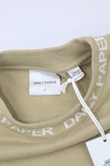 Daily Paper Mens Terry Sweatshirt Crew Neck Twill Beige M Embroidery Banded Neck