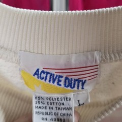 Vintage 80s Active Duty Patchwork Pastel Crewneck Sweatshirt Color Block Size L