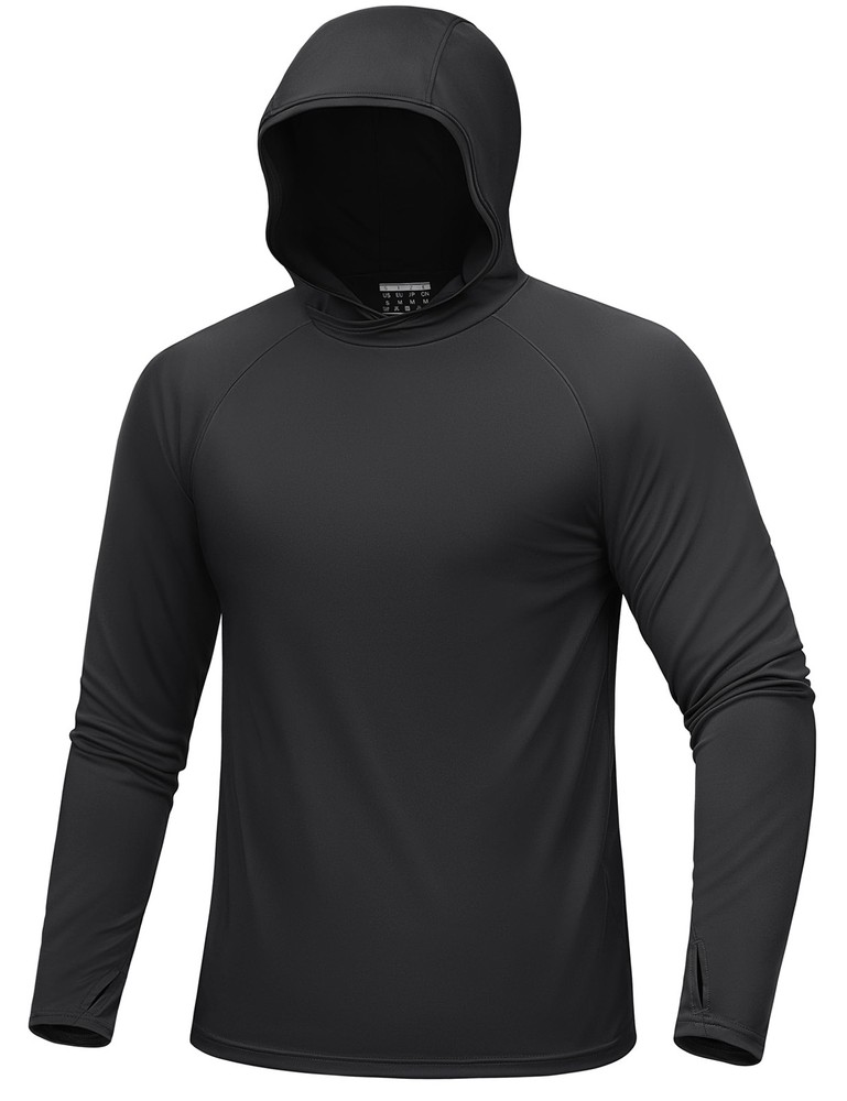 Men’s UPF 50+ Sun Protection Hoodies Quick Dry Long Sleeve Rash Guard T-Shirts