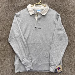 Champion Collared 1/4 Button Pullover Sweatshirt Gray Mens Large NWT