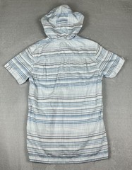 Bar III Hooded Shirt Men Medium Blue Striped Henley Pullover Short Sleeve Casual
