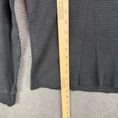 Polo Ralph Lauren Mens Small Black Waffle Knit Thermal Hoodie Red Pony Logo