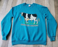 Vtg Nobody’s Perfect Funny Cow Udder Jerzees Sweatshirt Large**see Description**