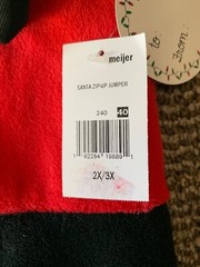 Santa Clause Zip Up Full Body Suit Size 2X/3X