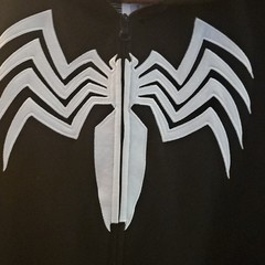 Marvel Venom Black Full Zip Hooded Hoodie L Teens Graphic Print White Logo